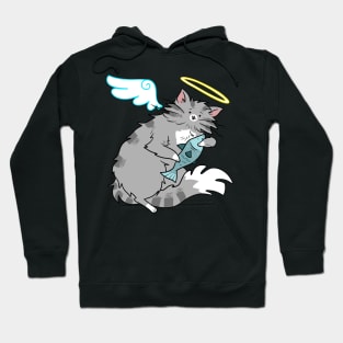 Fluffy Gray Tabby Cat Angel Hoodie